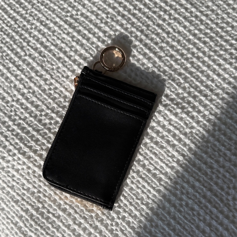 A New Day Black Card Holder with Gold Zipper